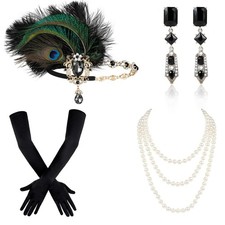 1920s Flapper Costume Accessories Set for Women, Great Gatsby Costume Roaring...
