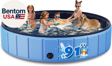 Foldable Dog Pool for Large Dogs, 91 Collapsible Hard-Side Dog Swimming Pool, L