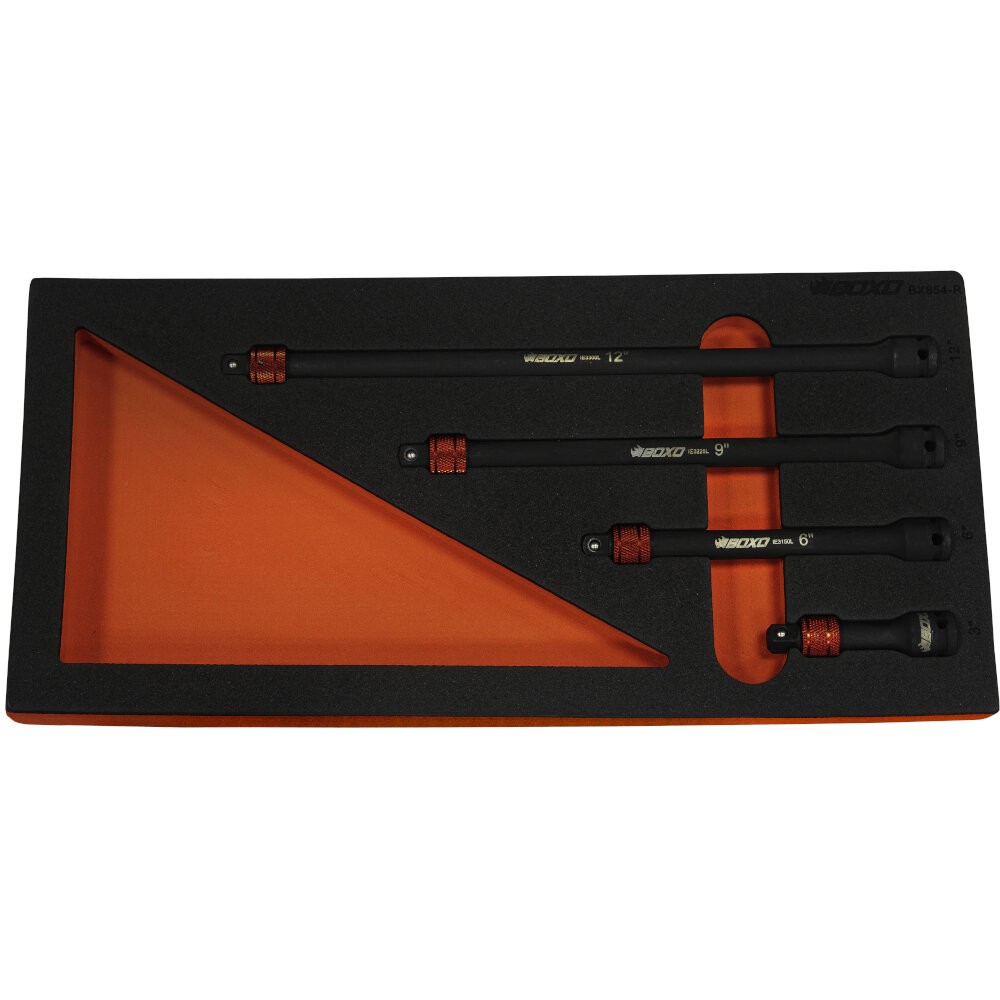 Impact Extension Set 3/8"" Dr With Quick Release 4 Pce 75mm to 300mm BOXO BX854-R