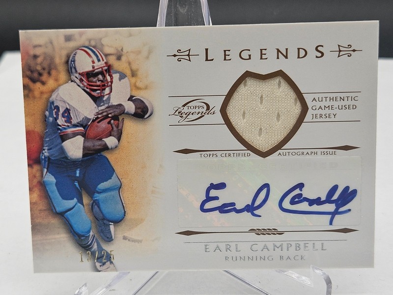 EARL CAMPBELL Auto Game Used Patch #LAR-EC 2011 Topps Gridiron Legends #/25