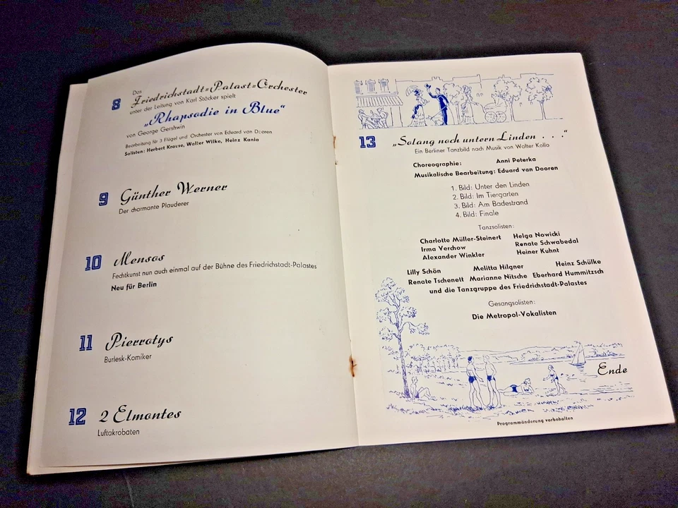 1954 aug. BERLIN programm FRIEDRICHSTADT PALAST VARIETÉ zauberkünstler KASSNER - Bild 4 von 4