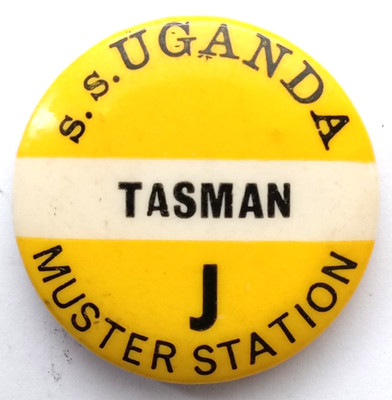 S.S. Uganda Muster Station Tin Pin Badge.     PB4-700