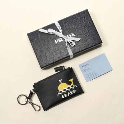 Authentic Prada Saffiano Hawaii Whale Coin Pouch Key Ring NIB