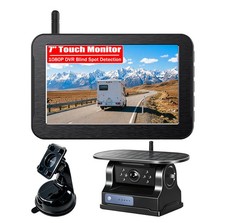 Magnetic Solar Wireless 2x Backup Camera Kit 7'' DVR 1080P For RV Trailer Truck
