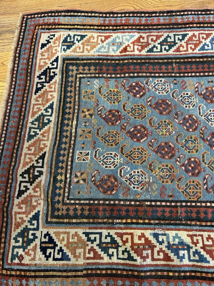 Antique Caucasian C.1900 Museum quality Chi Chi KUBA with rare paisley design6x3 - Image 3 of 4