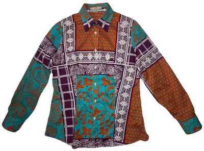 ETRO Paisley Button Shirt Womens 44 (US 8/10) Multipattern Bohemian Designer Lux