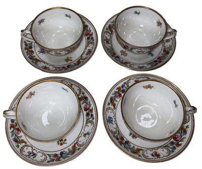 Vintage Schumann Dresdner Art Bavaria Art 4 Flat Tea/Coffee Cup & Saucer Sets