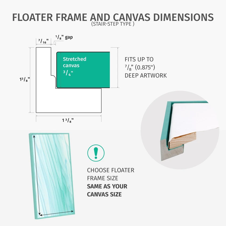 Pixy Canvas Floater Frame 14x18 for 3/4 0.75 inch Deep Canvas Paintings/Canvas Foto 3 de 4