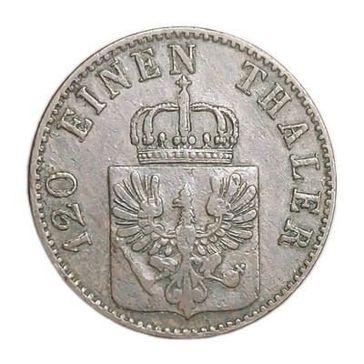1865-A PRUSSIA GERMAN STATES 3 PFENNIG XF OLD COIN WILHELM I KM 482