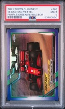 2021 TOPPS CHROME FORMULA 1 PURPLE/GREEN REFRACTOR #165 SEBASTIAN VETTEL PSA 9