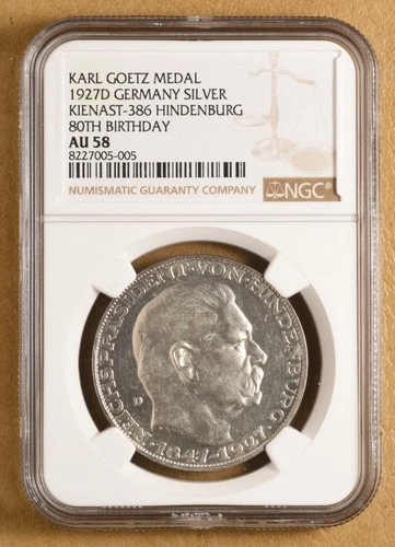 1927 D Germany Karl Goetz Silver Medal 'Kienast-386' NGC UNC Details