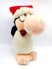 Vintage Dakin Opus 1987 Penguin 13" Christmas Plush With Santa Hat Bow Tie
