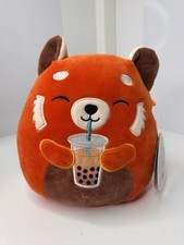 NWT HTF Exclusive Seth Red Panda Squishmallow 8" Boba Bubble Tea Hot Topic Rare