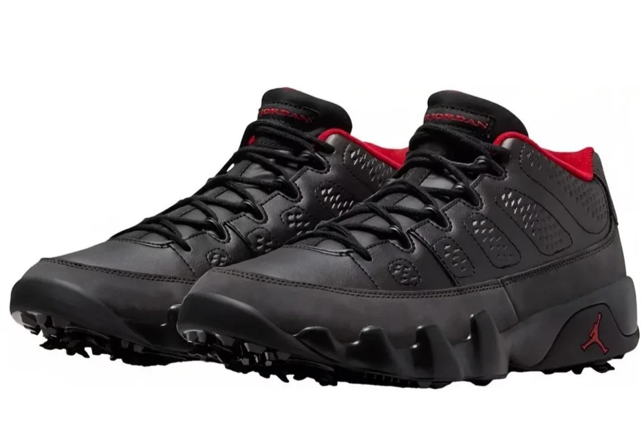 AIR JORDAN MEN'S 9 G GOLF SHOES BLACK DARK CHARCOAL RED SIZE 10