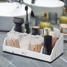 Bathroom Counter Organizer with 3 Qtip Holder Multipurpose Toothbrush Holder