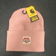 Carhartt Pink Knit Beanie Women's One Size Acrylic Stretch Hat Logo Patch