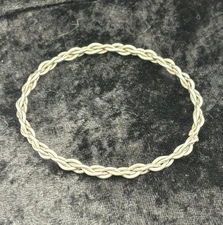 Vintage Sterling Silver Braided Rope Bangle Bracelet 7.75" Estate 11g