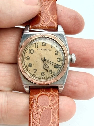 1944 Rolex Oyster Viceroy WW2 Two Tone 14K Solid Rose Gold / Stainless ORIGINAL