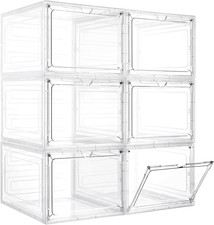 Storage Bins with Lids, 6 Pack Clear Plastic Storage Containers with Magnetic Ac