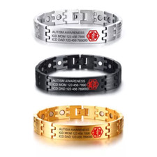Personalized Engraving Medical Alert Men's ID Bracelet Chain Diabetes Emergency