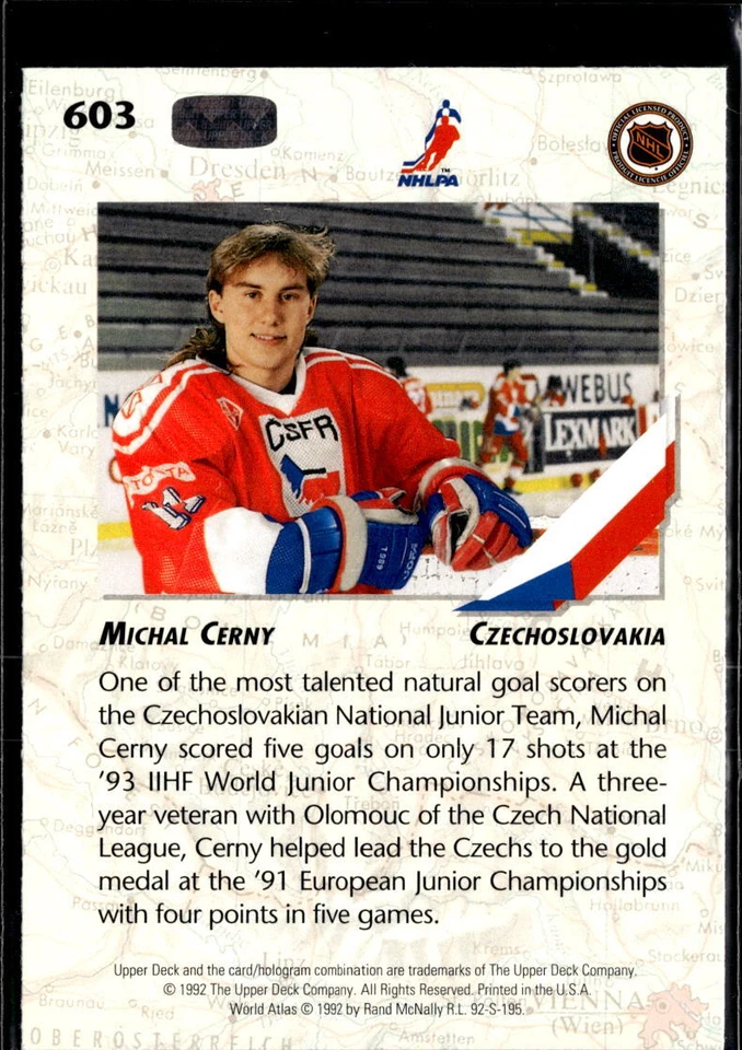 1992-93 Upper Deck #603 Michal Cerny - Image 2 of 2