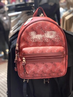 Coach Vale Medium Charlie Backpack With Horse And Carriage Print