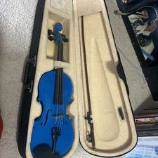 Classic Mendini Violin by Cecilio Model MV-Blue with Case & Bow 