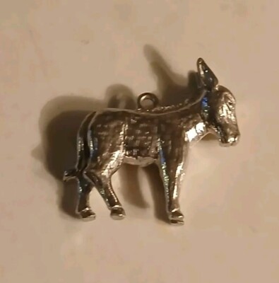 Vintage Designer Sterlingsilber Esel Burro Jackass Maultier 3D Anhänger Charm