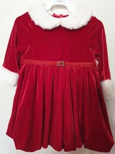 Brooke Lindsay Red Velvet Holiday Christmas Santa Baby Dress Size 6-9 Months 