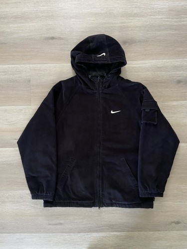 Supreme Nike Arc Corduroy Hooded Jacket SS22 Size Medium Black Zip Denim - Picture 2 of 9