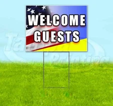 WELCOME GUESTS Yard Sign Corrugated Plastic Bandit Lawn Decoration