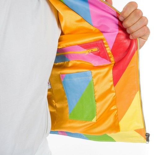 Italian handmade slim fit Men Gay genuine leather jacket RAINBOW XS to 2XL - 第 8/9 張圖片
