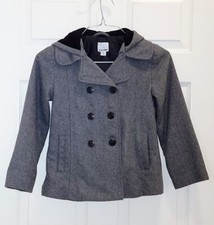 Old Navy kid's wool mix coat gray with hoodie