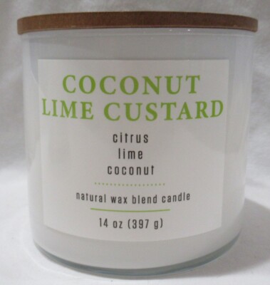 Kirkland's 14 oz Jar 3-Wick Candle up to 40 hours COCONUT LIME CUSTARD citrus