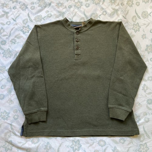 L.L Bean Waffle Henley Size L Buttons 