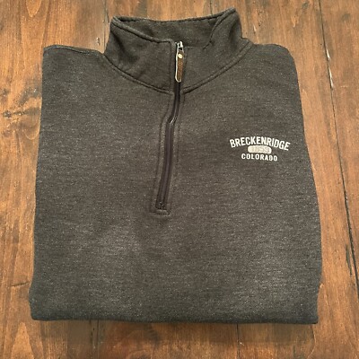 Men s Charcoal Gray Breckenridge Colorado Mountain 1/4 Quarter Zip Size XL