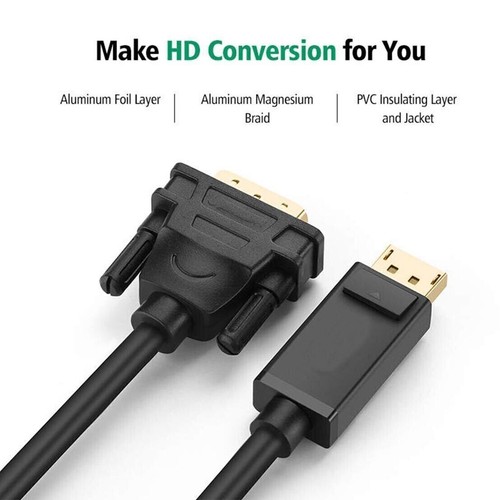 HD 1080P High Speed Cable Adapter Displayport DP Display Port to DVI Male Female - Picture 4 of 14