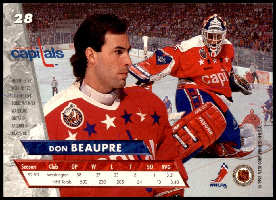 Don Beaupre #28 1993-94 Ultra - Image 2 of 2