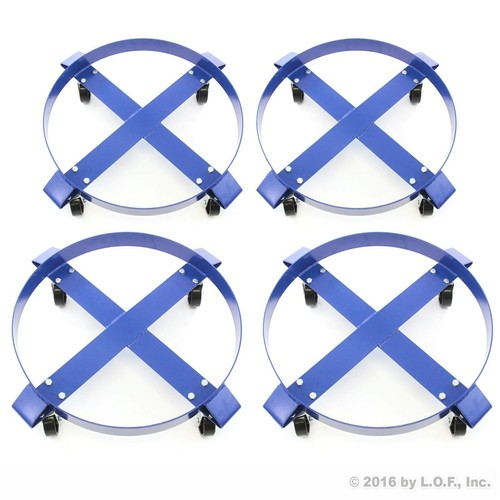4 Drum Dollies 1000 lb 30 Gal w Swivel Casters Heavy Duty Steel Frame