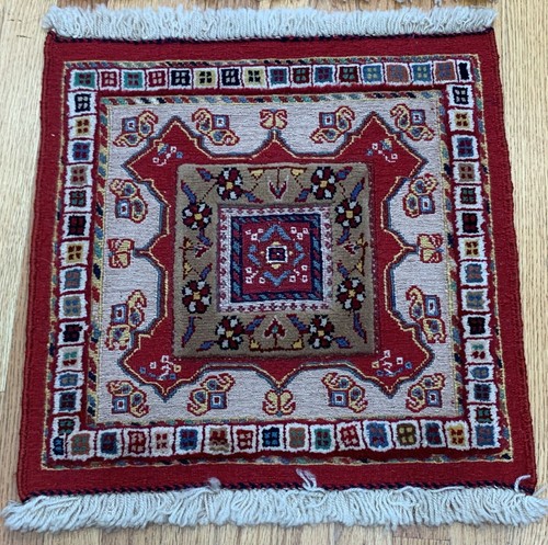 Two Handmade Wool Cushion Rugs with Sumack & Kilim & Knotted Weave 20"x20" inch - 第 7/12 張圖片