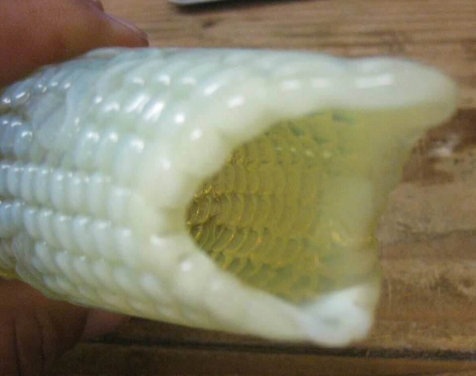Vintage Vaseline Glass Corn & Hobnail Yellow Vases ***READ DESCRIPTION
