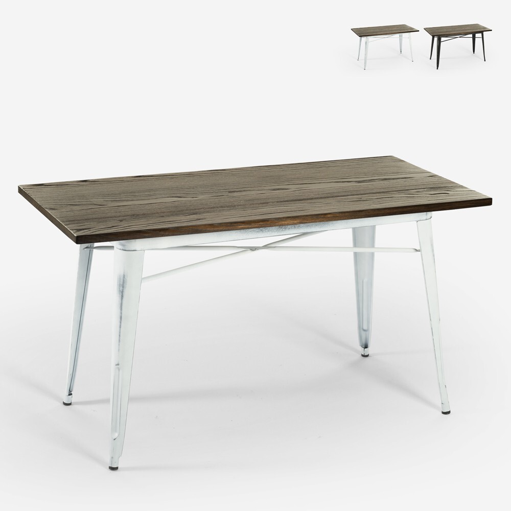 Mesa de comedor 120 x 60 industrial madera metal vintage Caupona Brush