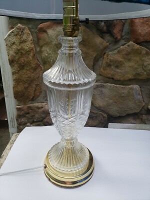 Vintage Crystal Glass and Brass Table Lamp Works No Chips Or