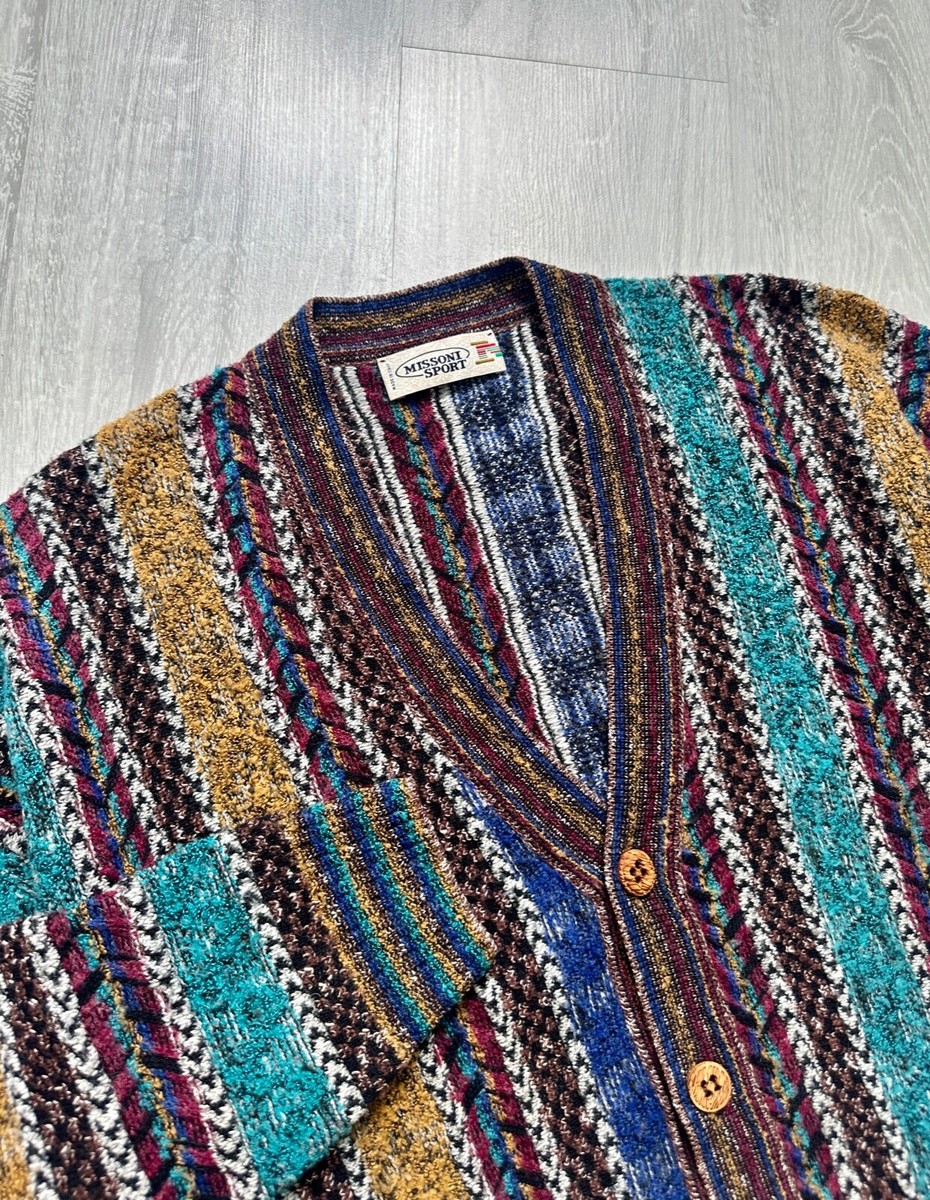 Men's MISSONI Vintage Knit Wool Cardigan Sweater fits M/L made in