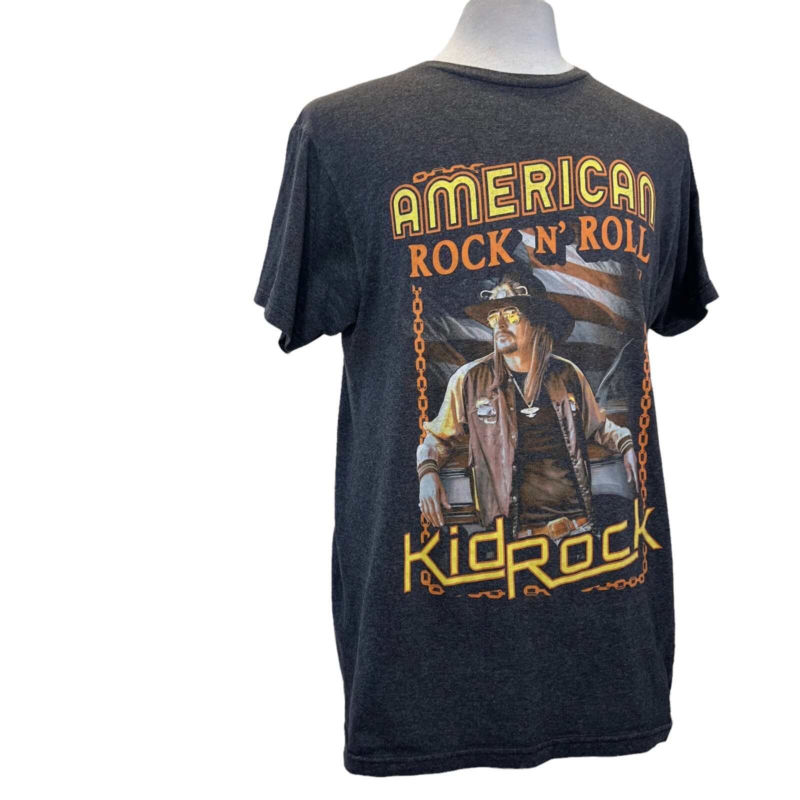 VTG Kid Rock American Rock N’ Roll Mens Large Gray T … Gem