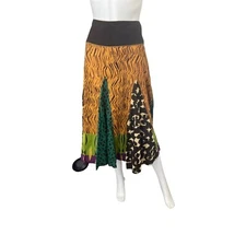 JULIE G. WOMEN'S JUNGLE BOHEMIAN PLEATED FULL SKIRT SZ L
