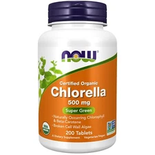 NOW Chlorella Green Superfood 200 Count with Broken Cell Wall for Digestibility