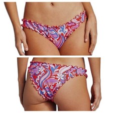 NEW Shade  Shore Ruffle High Leg Extra Cheeky Bikini Bottom Sz S Paisley Floral