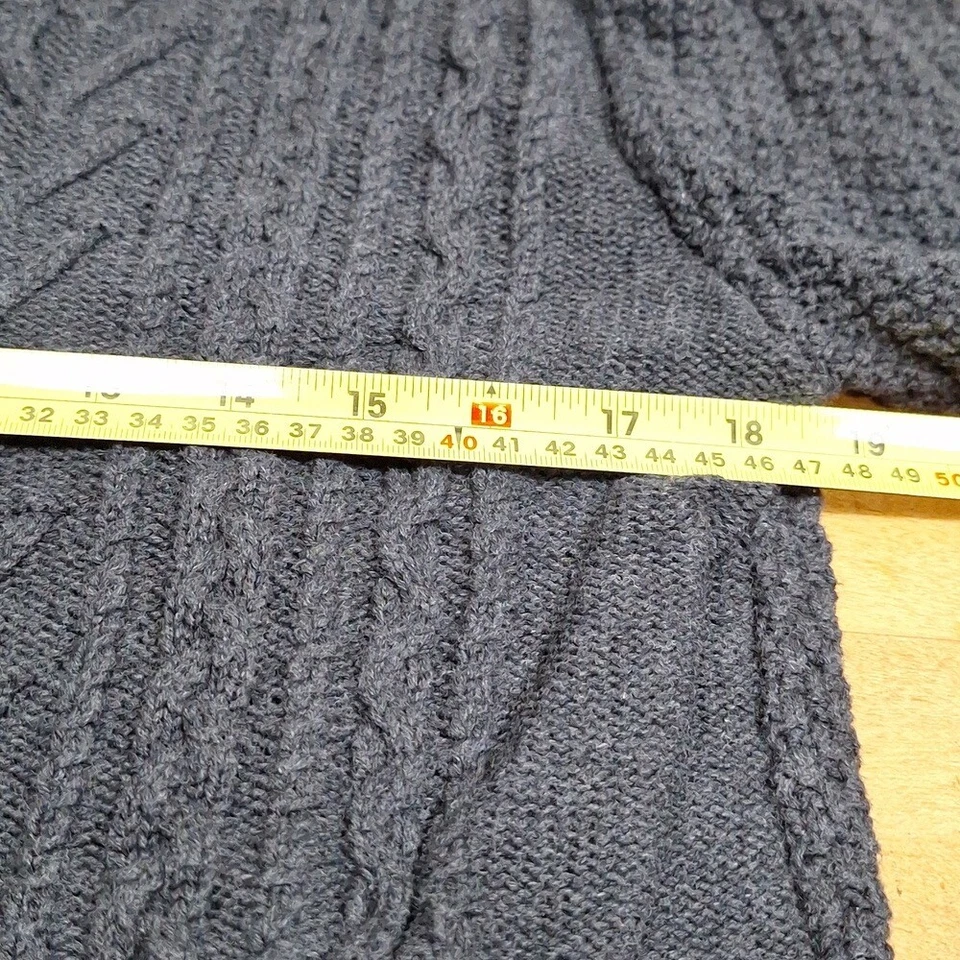 Gray Chunky Cable Knit Boys Sz 16 equals Women's Medium Sweater Fisherman core - Image 3 of 4