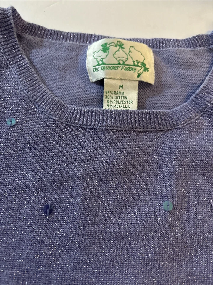 Chaleco Suéter Quacker Factory Mujer M Lentejuelas Lavanda ¡BRILLANTE METÁLICO! Foto 2 de 4